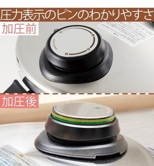 圧力表示ピンのわかりやすさ 圧力鍋おすすめ イメージ