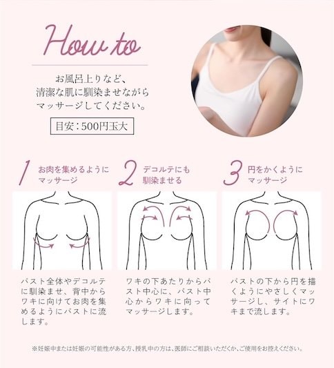 テスト4：使用方法 バストクリームおすすめ イメージ