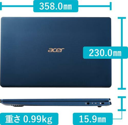 6位: 15.6インチで1kgを切る脅威の軽さ！持ち歩きを重視するならSwift 5 イメージ2