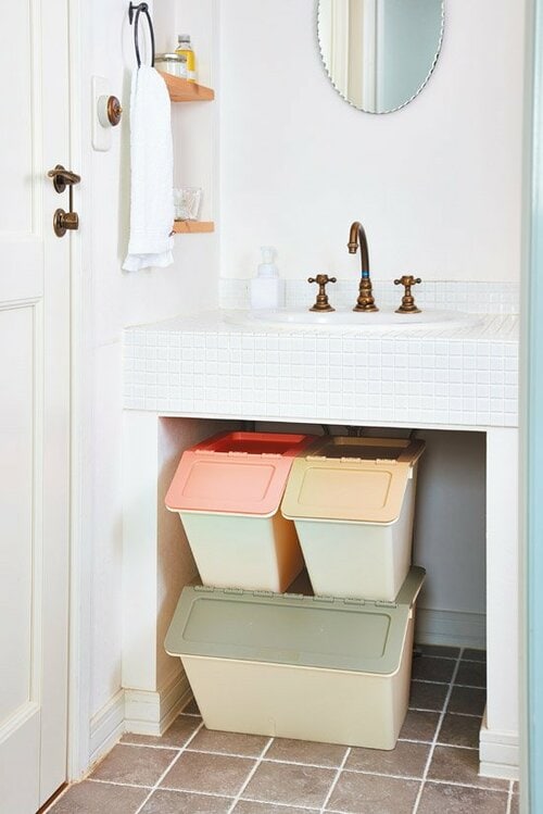 洗面台の下においてもしっくり色味も豊富で合わせやすい イメージ