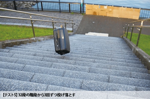 まずは、スーツケース選び9つのポイントを導き出した6つのテスト項目を紹介します
