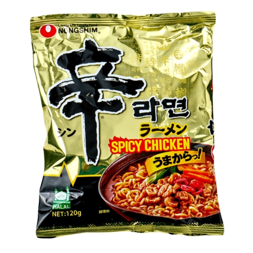 韓国インスタントラーメンおすすめ 農心ジャパン 辛ラーメン スパイシーチキン 袋麺（ハラル認証取得品） イメージ