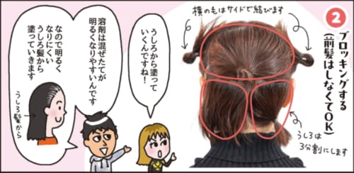 ステップ2:ブロッキングする 白髪染めヘアカラーおすすめ イメージ
