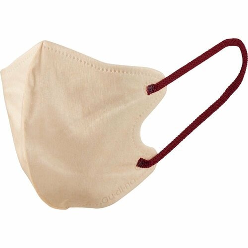 不織布マスクおすすめ 青山通商  グディナ スパンレース 不織布立体マスク/ヴァニラ×ワインレッド イメージ2