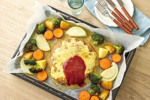 オーブンレンジで簡単! 成形しない豪華ハンバーグ イメージ