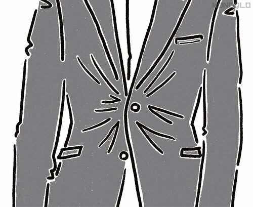ボタンを留めたときにパツパツは避けて メンズジャケットおすすめ イメージ