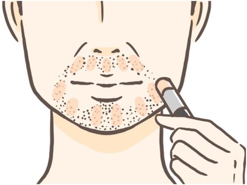 1:短い縦線を描くように塗る メンズコンシーラーおすすめ イメージ