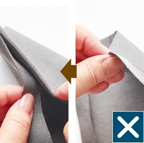 ポイント3：布を重ねてからライナーを剥がすと仕上がりがキレイ イメージ