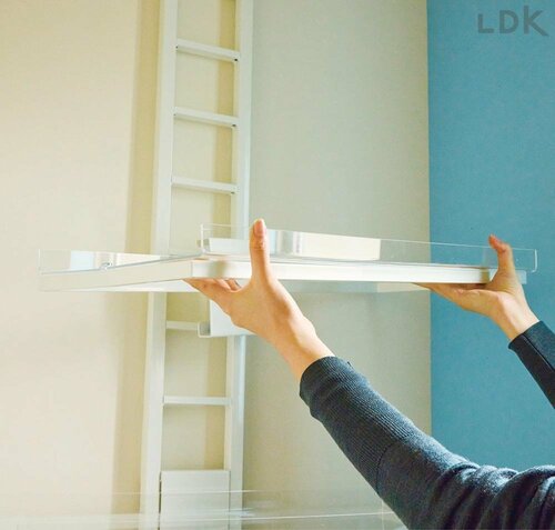 バスケットや棚は好きな位置に付けられる LDKベストバイランドリーラックおすすめ イメージ