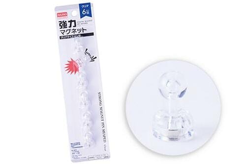 ダイソー:強力マグネット クリアタイプ(6個入り):雑貨