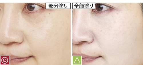 顔全体に塗ると血色感まで失われる イメージ