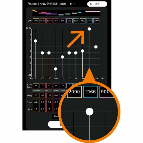 6：高音域のゲインを調節 JPRiDE「model i ANC」おすすめ イメージ