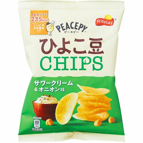 栄養補助スナックおすすめ ジャパンフリトレー ピースピー ひよこ豆チップス サワークリーム&オニオン味 イメージ