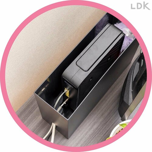 6:ごちゃつくケーブルも黒で隠せばスッキリ 無印良品のダークグレーのファイルボックスおすすめ イメージ2