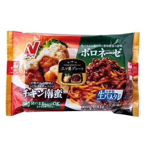 ワンプレート冷食おすすめ ニチレイフーズ 三ツ星プレート®︎ チキン南蛮&ボロネーゼ イメージ