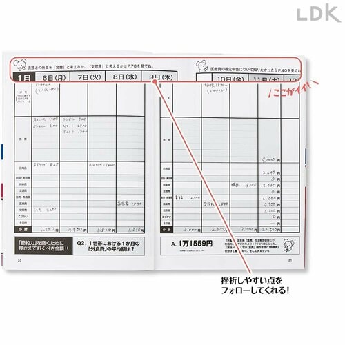 書く項目がシンプルで続けやすく削減目標欄が書けて増える家計に！ 家計簿おすすめ イメージ