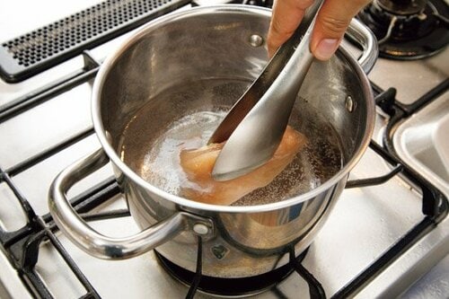 【検証方法 その2】鍋を使って低温で二度茹で イメージ