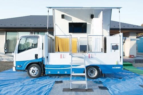 起震車を使って本格的な“揺れ”を再現しました！ イメージ