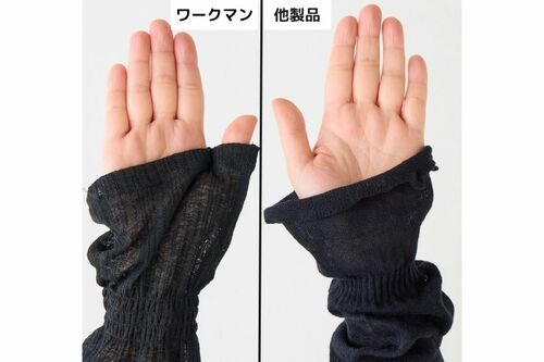 指穴があるから手の甲までズレずにガードできる アームカバーおすすめ イメージ