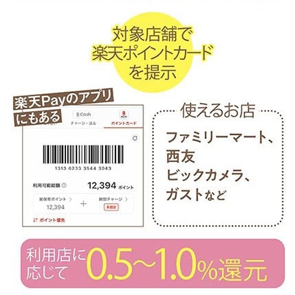 1:カード提示でポイント獲得 楽天Payで楽天ポイントが貯める方法おすすめ イメージ