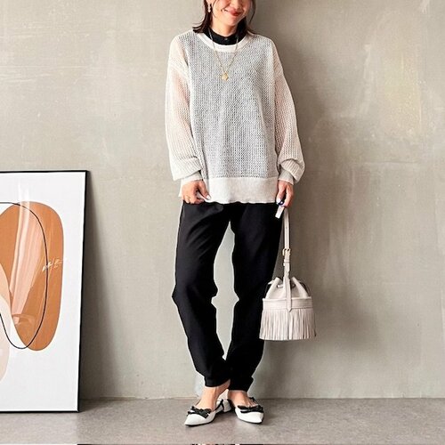 春~夏にかけての着回しコーデ UNIQLOのノースリーブブラウスおすすめ イメージ