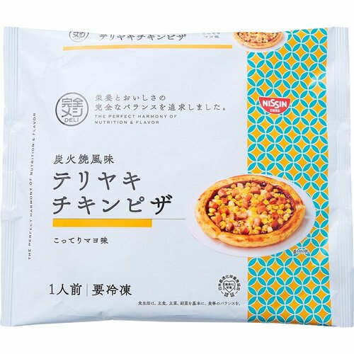 完全栄養食おすすめ 日清食品 冷凍 完全メシ DELI 炭火焼風味 テリヤキチキンピザ イメージ