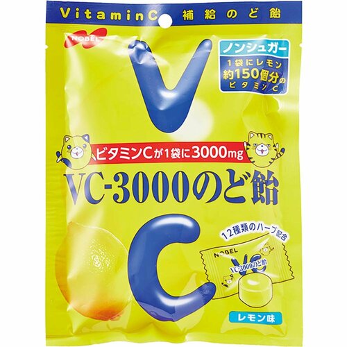 のど飴おすすめ ノーベル製菓 VC-3000のど飴 レモン イメージ1