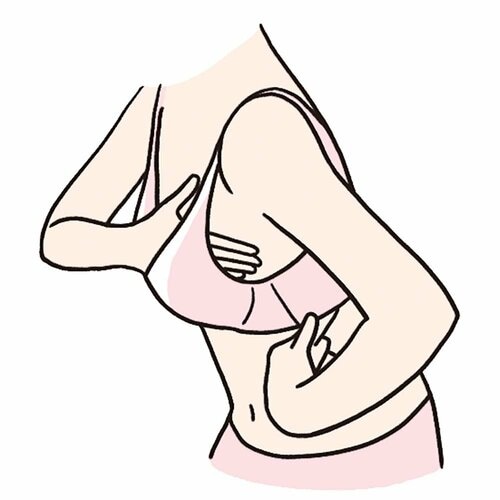 STEP2:肉をカップですくうように上体を起こす ノンワイヤーブラおすすめ イメージ