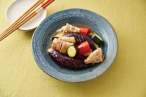夏野菜と豚の揚げ浸し 調味酢おすすめ イメージ