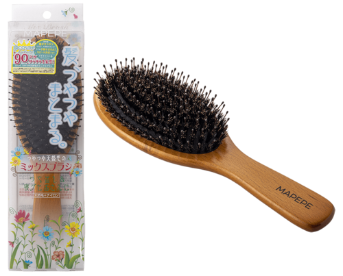 シャンティ「マペペ つやつや天然毛のミックスブラシ ブラウン」 ヘアブラシおすすめ イメージ