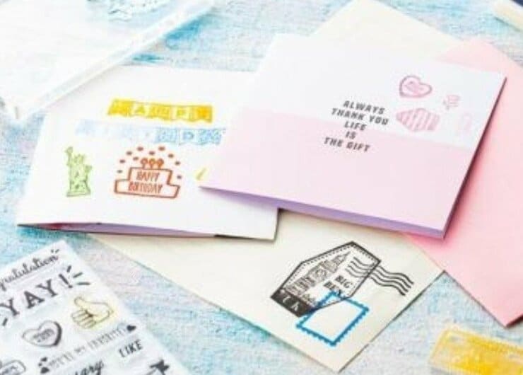 【100均】ダイソー「スタンプステッカー」「スタンプ台」で“映えカード”が完成します