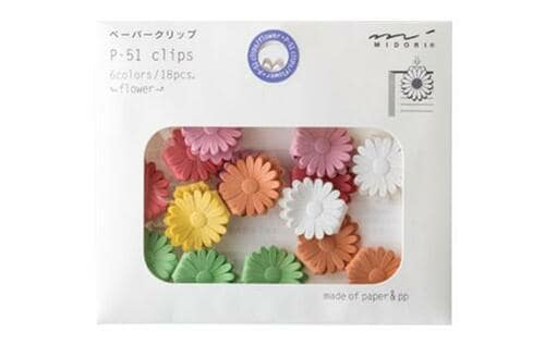 ミドリ:P-51クリップス 花柄 18個入り:文房具