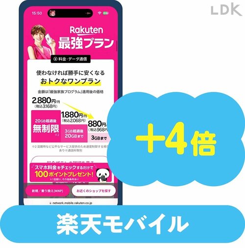 楽天モバイル【最大+4倍】 イメージ