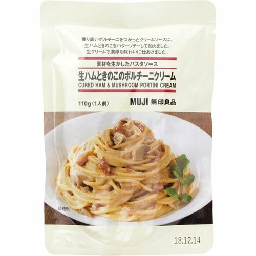 無印良品:素材を生かしたパスタソース 生ハムときのこのポルチーニクリーム