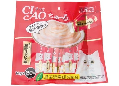 猫:ネコ:おやつ:いなばペットフード:チャオちゅ～る まぐろ 海鮮ミックス味