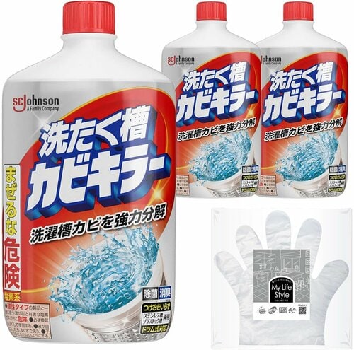 Amazon新生活セールアイテムおすすめ ジョンソン 洗たく槽カビキラー 塩素系液体タイプ お掃除用手袋つき 550g×3本セット イメージ1