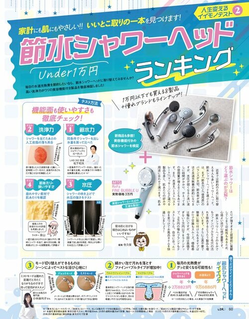 LDKが家計にも肌にもやさしい節水シャワーヘッドをテスト 節水シャワーヘッドおすすめ イメージ