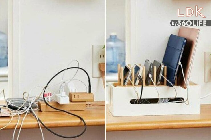 【ニトリvs無印】充電ステーションのごちゃつきを解消するケーブルボックスのおすすめは？(LDK)