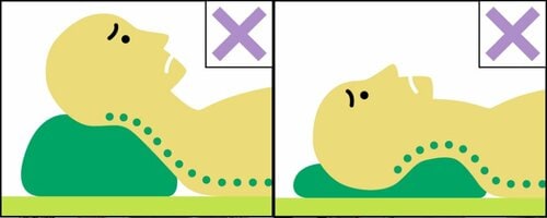 高すぎる枕と低すぎる枕を使ったときの姿勢