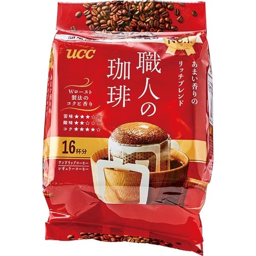 ドリップコーヒーおすすめ UCC上島珈琲 職人の珈琲 ワンドリップコーヒー あまい香りのリッチブレンド 16杯分 イメージ