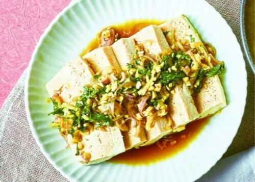 高野豆腐のような食感!「冷凍豆腐の薬味浸し」