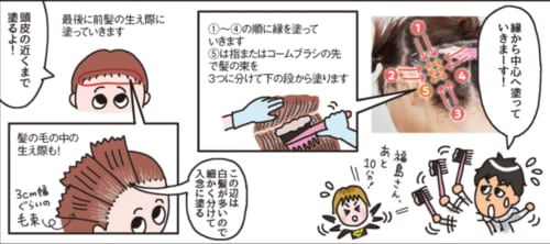 ステップ3:溶剤を塗る 白髪染めヘアカラーおすすめ イメージ2