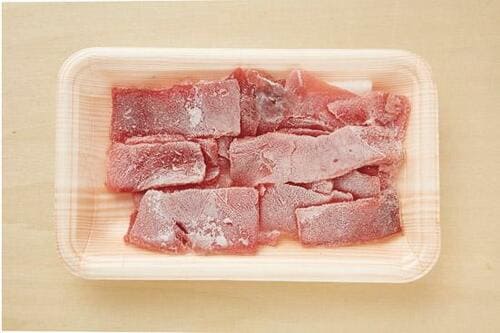 薄切り肉・刺身解凍テストでは全体的に冷凍部分が残った状態で終了