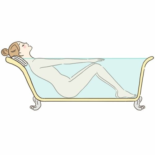 寝湯をイメージした体制でリラックス度アップ バスオイルおすすめ イメージ
