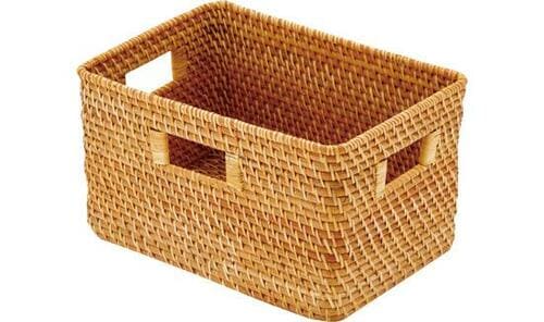 トップバリュ:『積み重ねられる』 ラタンバスケット(ヨコ):カゴ収納