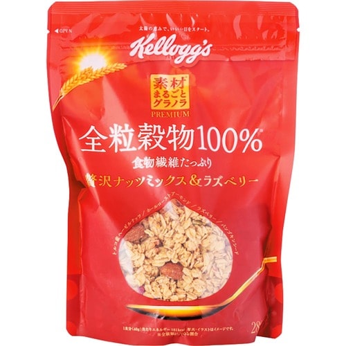 グラノーラおすすめ ケロッグ 素材まるごとグラノラ PREMIUM 全粒穀物100% 贅沢ナッツミックス&ラズベリー イメージ1