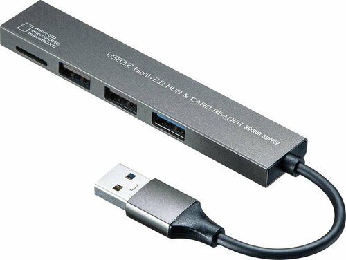 厚みわずか10mmで携帯に便利な超薄型ハブ サンワサプライ「USB-3HC319S」 イメージ