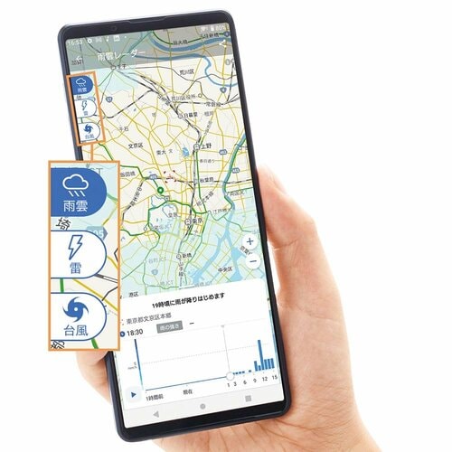 ポイント：雨雲・雷・台風の切り替えが超ラク！ イメージ