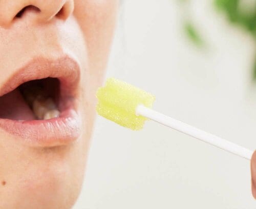 絞ったあとも水気が残るのでスッと口に入る 口腔ケアスポンジおすすめ イメージ