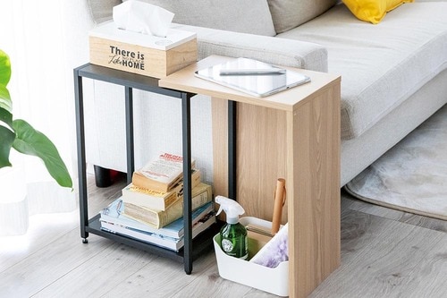 広げればさらに収納力アップ サイドテーブルおすすめ イメージ